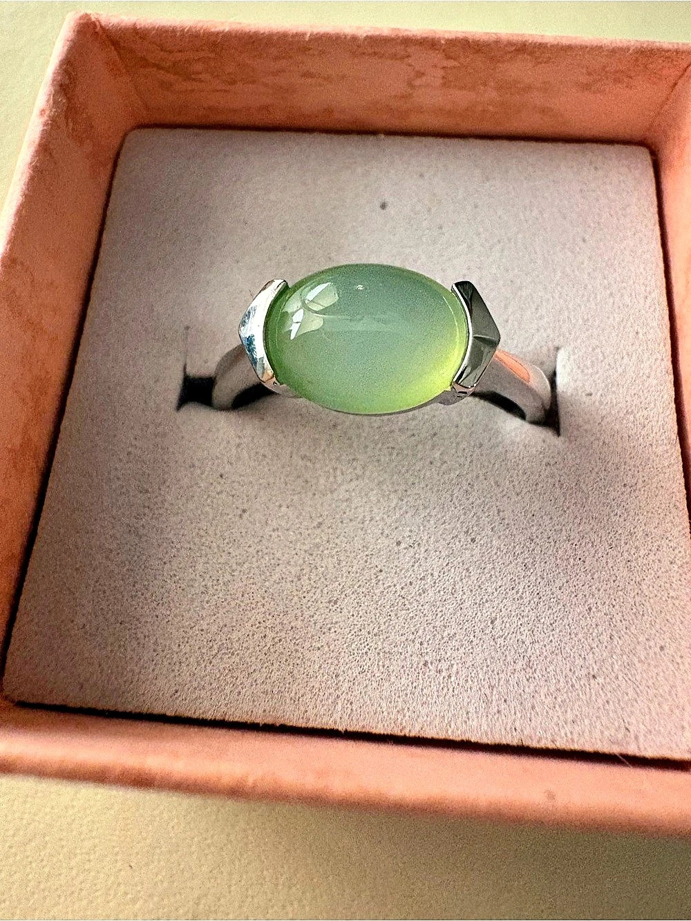 14k White Gold Ring with Jadeite Stone